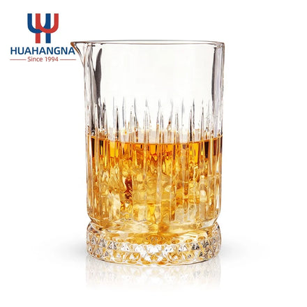 Transparent Cocktail Mixing Glass 500ml Customized Hand Blown Crystal with Thick Bottom for Bar Party Use