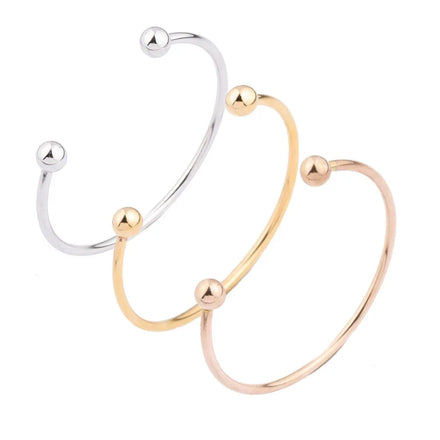 Stainless steel Open Beaded Semi-Finished Bracelet Handmade Bracelet Blank For DIY Bangle Jewelry Making Supplies
