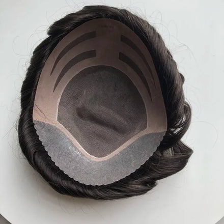 100% Human Remy Brazilian Hair Wig Topper 4 Eyes Men Toupee Skin PU Poly Front Human Hair Men Wigs