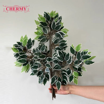 DC037 Artificial Ficus Tree Branches Leaves Fake Banyan Foliage for Garden Landscape Decoration