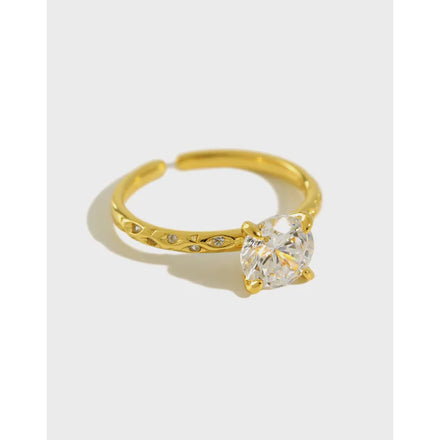 925 Silver Jewelry Women Gold Plated Luxury Diamond Ring 925 Sterling Silver Adjustable Wedding Ring Jewelry for Women
