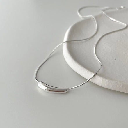 925 Sterling Silver Water Drop Female Gold Necklace Fashion Jewelry Personality Choker Necklace Geometric Necklaces for Women