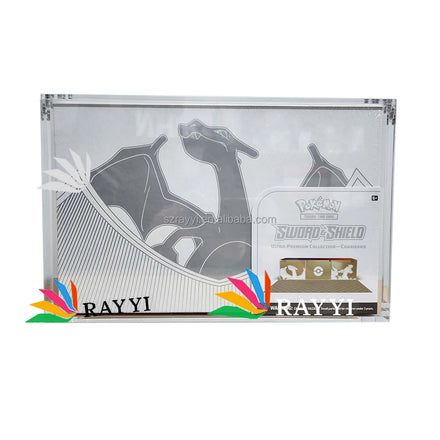 RAY YI Magnetic Pokemon Acrylic Charizard UPC Box Display Case for Charizard Ultra Premium Collection Box