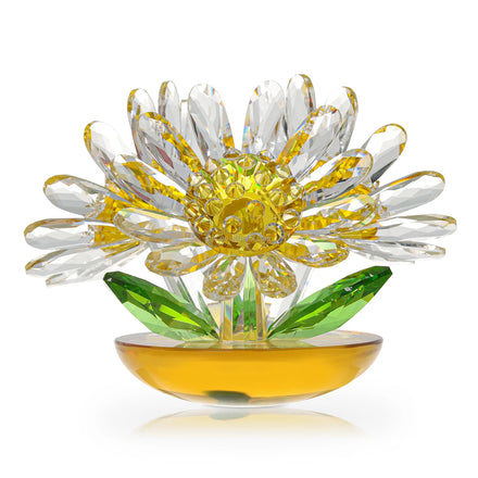 LONGWIN Crystal Daisy Figurines Glass Flowers for Home Decoration Wedding Children's Gift