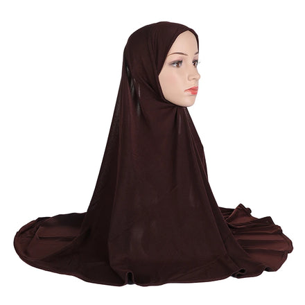 Large Size 90*80cm Plain Pull-On Instant Hijab Muslim Pray Amira Scarf Head Wrap for Summer