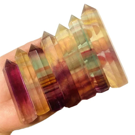 Wholesale Natural Healing Crystal Gemstone Wand Rainbow Fluorite Point Wand Decoration