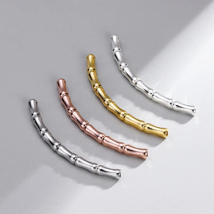 Dainty 925 Sterling Silver Curved Round Tube Spacer Beads Gold Plated Bamboo Knot Tube Spacer Beads for Bracelet Jewelry Making
