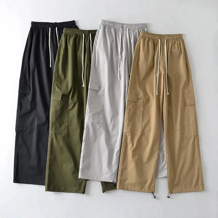 Women Outdoor Drawstring Thermal Oversize Windproof Dance Running Cargo Pants