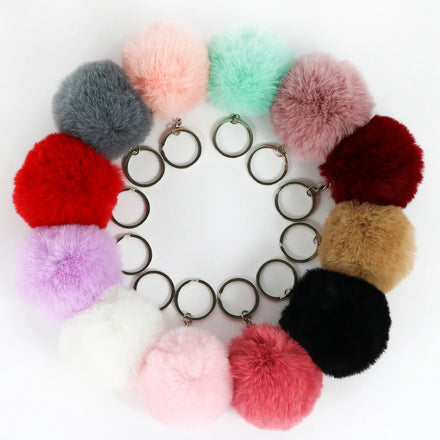 Wholesale Cheap Factory Price Furry Pompom Key Chain Faux Fur Pom Pom Keychain Puff Ball Keychains