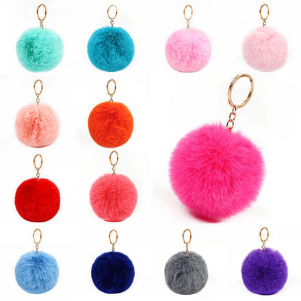 Top Quality New Keychain Fluffy Pom Poms Keychains Multicolor Furry Pompom Key Chain