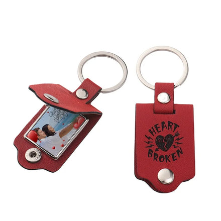 Laser Engraving Blank Leather Cover Sublimation Leather Metal Keychains
