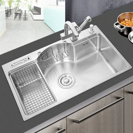 SUS304 Stainless Steel Multifunctional Single Bowl Kitchen Sinks Household Under Counter Single Kitchen Integrated Tank Sink