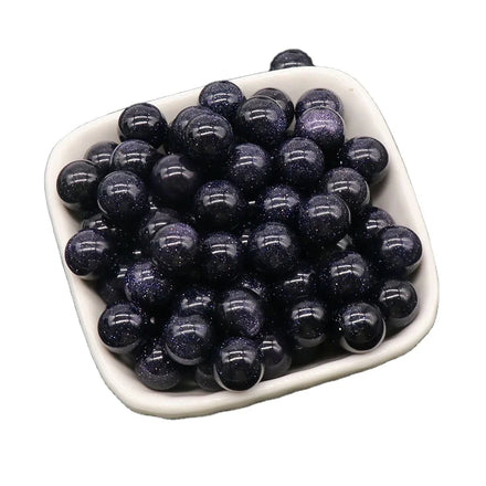 Wholesale 8\10\12\16\18\20mm Natural Blue Goldstone Crystal Stone No Hole Round Loose Bead for Diy Jewelry