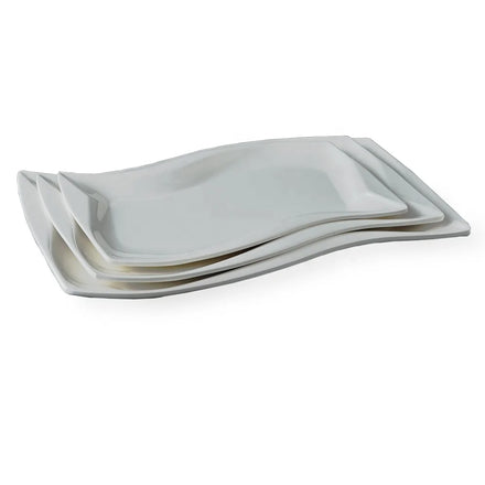 Wholesale Restaurant Dinnerware 14 Inch Rectangular White Melamine Dinner Plate