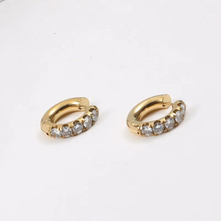 Fenny Waterproof Light Luxury Fashion Zirconia Pave Hoop Earring Trend for Women Wholesale Stainless Steel Ladies Jewelry