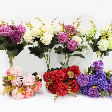 Wholesale Small Artificial Hydrangea Bouquet 10 Handmade Fake Flowers for Cake Decoration for Christmas Graduation Occasions