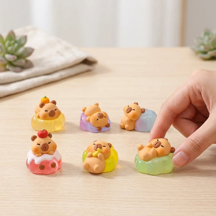 3D Resin Capybara Small Kawaii Toys Figurine Animal Bonsai Decoration for Children Kid Education Cake Topper Gardening Aquarium