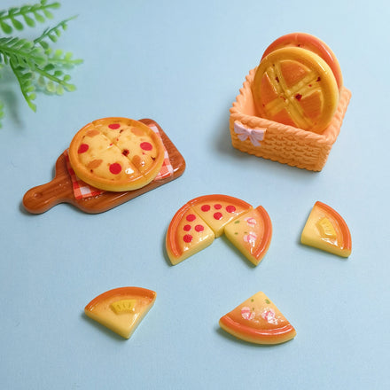 100Pcs Simulation Pizza Resin Cabochon Flatbacks Fit Phone Deco Parts DIY Scrapbooking Crafts Hair Bows Center Accessories