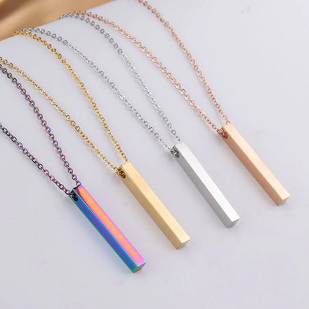 Stainless Steel Three-Dimensional Rod Pendants for Necklace Engraving Logo Custom Necklace Wholesale DIY Fine Jewelry Necklaces