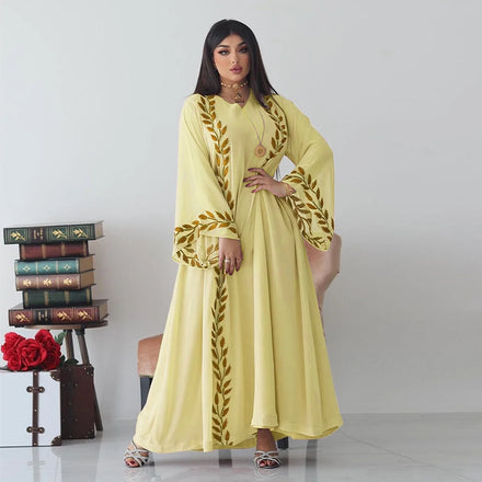 2022 Luxurious Moderne Embroidery Abaya Dubai Woman Nida Fabric Solid Color Turkish Robe Muslim Hooded