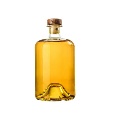 High Quality Round Whiskey Glass Bottles 100ml 250ml 375ml 500ml 750ml Thickened to Seal Vodka with Cork