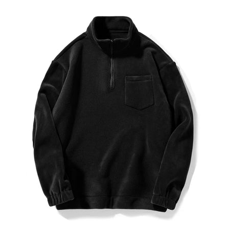 High Quality Men's Oversize Quarter Zip Collar Solid Crew Sweatshirt New Arrival Custom Wholesale Winter Zip Neck Hoodie Stand