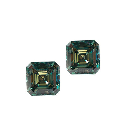 Direct Factory Price Synthetic VVS Blue Green Color Fancy Asscher Cut Loose Colored Moissanite Diamonds