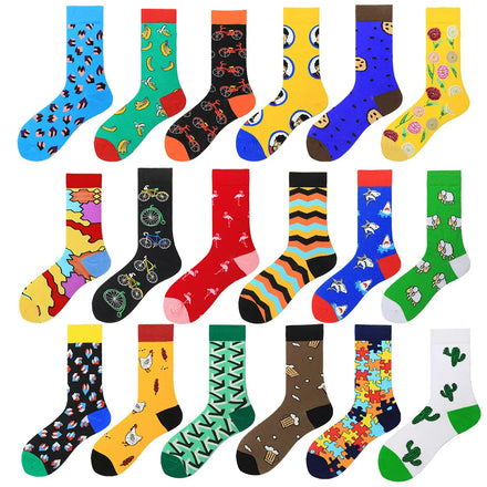 Crew Cotton Popular Women's Socks Wholesale Stylish Funky Novelty Funny Colorful Animal Puzzle Cartoon Socks Unisex Men