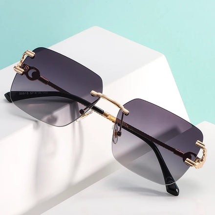 New Sunglasses Women's Frameless Sunglasses UV Resistant Sunglasses European and American Boxes