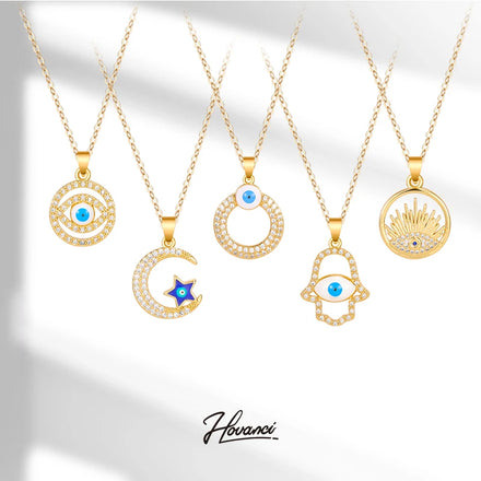 HOVANCI Italian Stainless Steel Jewelry Statement Saturn Eye on Moon Pendant Necklace