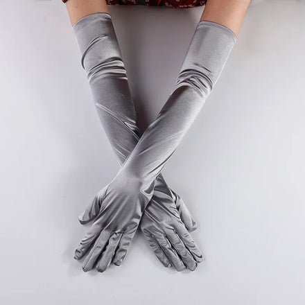 Multi Color Bride Wedding Accessories Bridal Elbow White Black Red Ladies Pageant Dress Satin Fingerlings Elegant Gloves