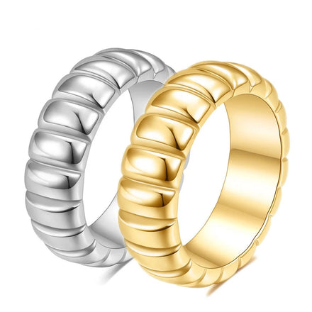 Zhongzhe Jewelry Women Rings Custom DIY Logo Band Stainless Steel Wavy Stacking Ladies Factory Wholesale Cheap Price Rings