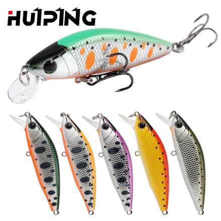 HUIPING Mini Sinking Minnow 50s Lure 4.8g 50mm Pesca Fishing Wobbler Bass Fishing Trout Lures Hard Bait Lures Fishing Baits