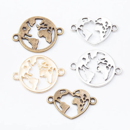 Wholesale Stocked Different Alloy Heart Shape Connectors Charms for Bracelets