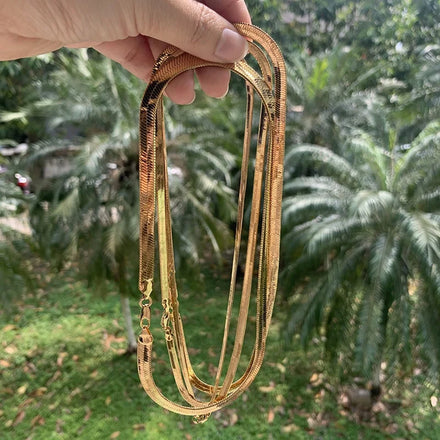 VEROMCA High Quality Snake Chain Necklace Stainless Steel PVD 18k Plated Flat Snake Chain Necklace