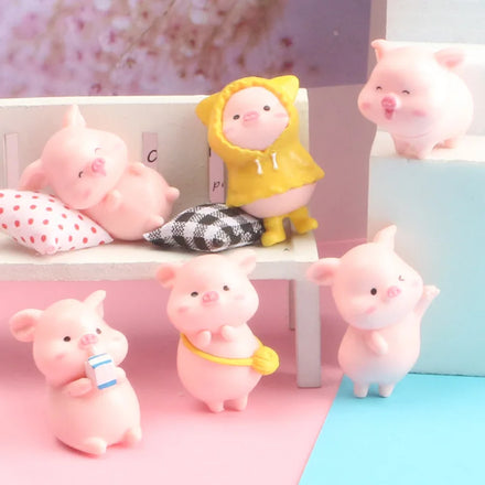 Mini Pig Figurine Animal Model Korean Jewelry Accessories Resin Craft Micro Landse Miniature Fairy Garden Accessory Jewelry