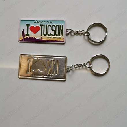 USA State 3d Custom Shaped Metal Aluminum Embossed License Plate Keychain