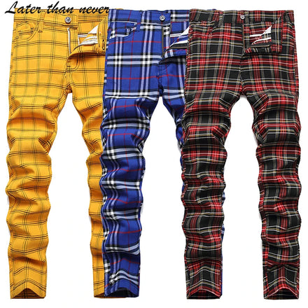 Plus Men's Chino Pants Skinny Fit Stretchy Street Style Pencil Lightweight Leisure Trousers Mid Waist Big Size 100% Terylene