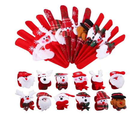 Christmas Slap Bracelet Xmas Doll Wristbands Party Toy Gifts Santa Claus Snowman Reindeer Bear Styles Holiday Giveaways New Year