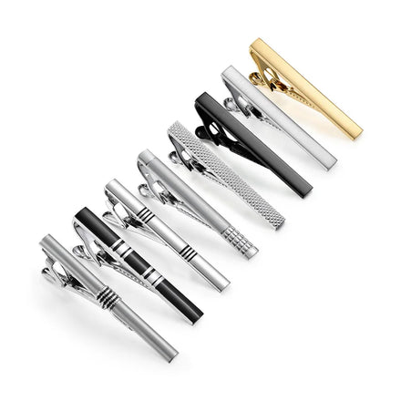 Hot Sale Colorful 8 PCS Brass Tie Clips Set for Men's Necktie-Gift for Wedding & Engagement