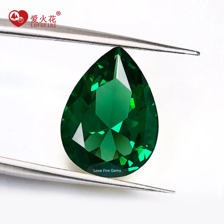 Wholesale Price 3A Quality Synthetic Green Glass Stone Loose Gemstone Peat Cut Green Nano Crystal Gemstone