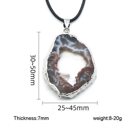 Hot Natural 30-50mm Agate Crystal Quartz Stone Pendant Necklace Irregular Shape Diamond Main Stone Vintage Gift DIY Jewelry