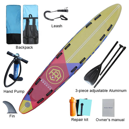 Double Layer Drop Stitch Inflatable Lifeguard Rescue Board Paddle Board Surfing Life Saving Wake WK320 CE Certified 2-Year