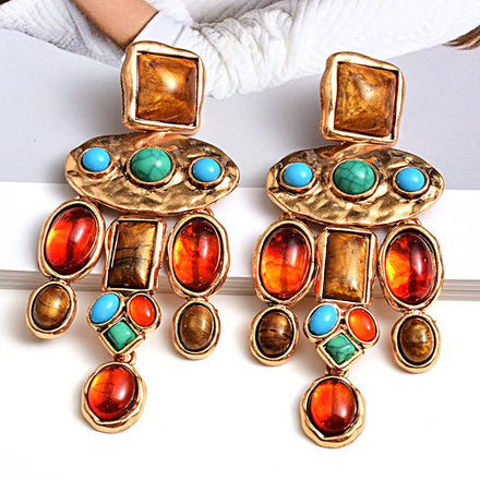 Fashionable Trendy Alloy Charm Earrings Children's Colorful Circular Pendant Accessories for Anniversary