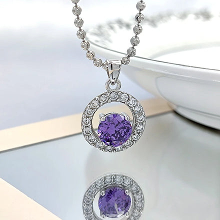 Wholesale 925 Silver Pendant Charm Purple Zircon Stone Pendants for Necklace Plata 925 Al Por Mayor
