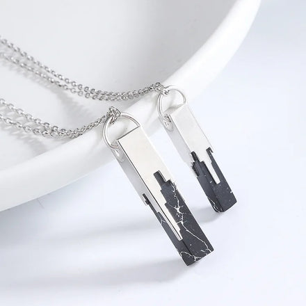S925 Sterling Silver Couple Necklace Geometrinen Kaulakoru Personality Geometric Rectangle Pendant Necklace