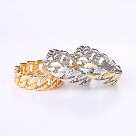 CAOSHI Factory Direct Sale Brass Metal Fashion Silver Gold Mens Punk Simple Twist Chain Rings Wholesale 2025