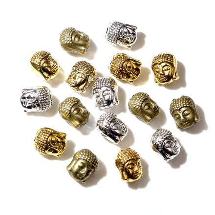 20pcs 11*9*7mm Antique Bronze Gold Silver Plated Buddha Head Spacer Beads Charms for Diy Beaded Bracelet Jewelry Handmade Making