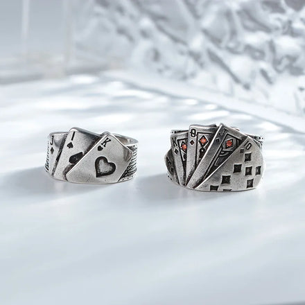 Hot Selling Bohemian Style Men's Jewelry Personalized Silver Plated Ring Display Card Trendy Zircon Magician Fashion Rings