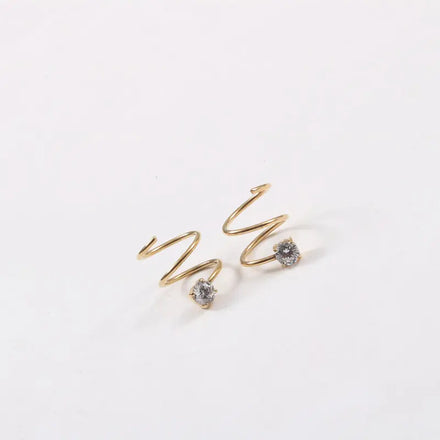 JOOLIM Jewelry PVD 18K Gold Plated Spiral Four Claws Zirconia Earring Stainless Steel Jewelry Trendy Jewelry